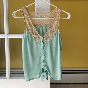 Kimchi Blue sea foam green tank with lace